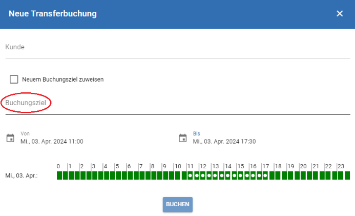 Neue Transferbuchung