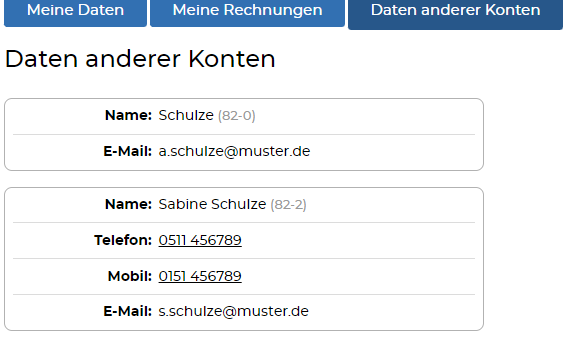 Daten anderer Konten