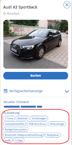 Attributanzeige im Fahrzeugpanel